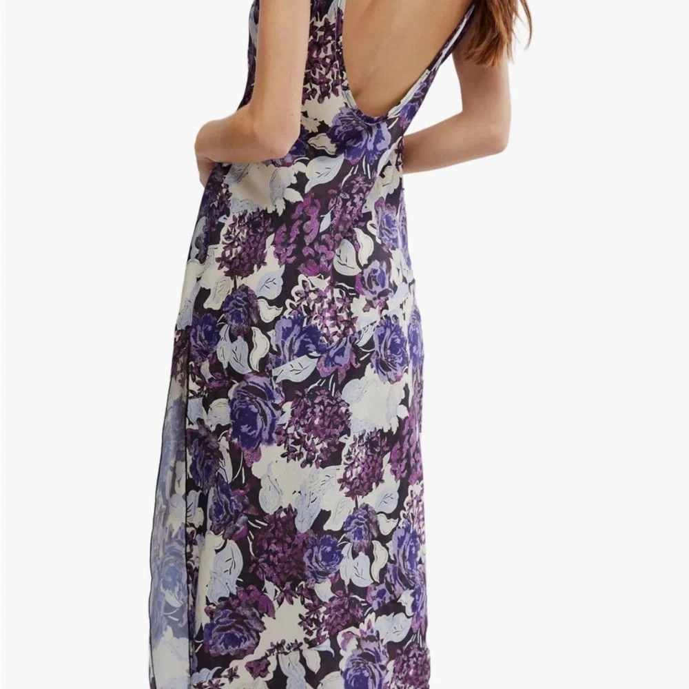 NWT FREE PEOPLE Worth the Wait Bias Slip Dress Dark Night Combo XS